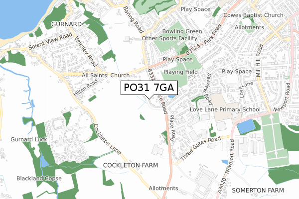 PO31 7GA map - small scale - OS Open Zoomstack (Ordnance Survey)