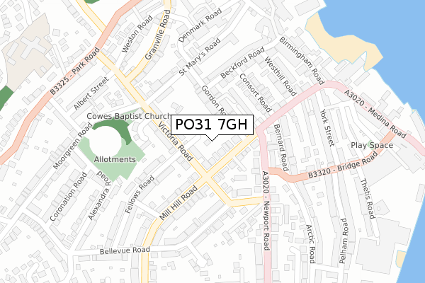 PO31 7GH map - large scale - OS Open Zoomstack (Ordnance Survey)