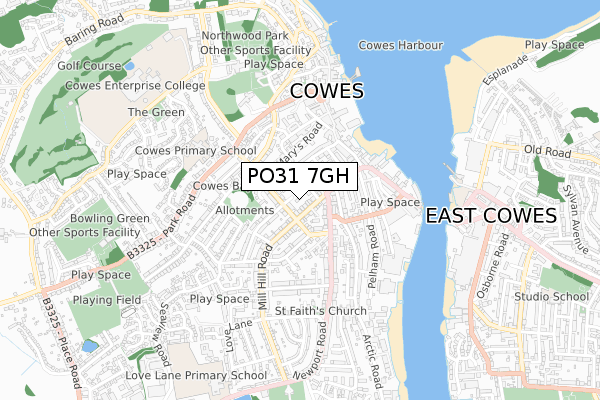 PO31 7GH map - small scale - OS Open Zoomstack (Ordnance Survey)