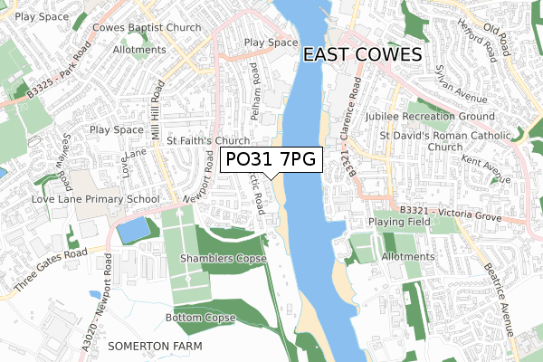 PO31 7PG map - small scale - OS Open Zoomstack (Ordnance Survey) PO31 7PG map - small scale - OS Open Zoomstack (Ordnance Survey)