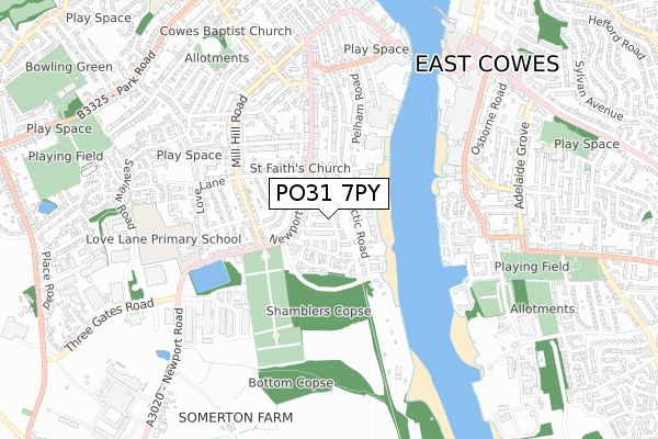 PO31 7PY map - small scale - OS Open Zoomstack (Ordnance Survey)