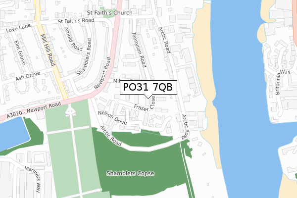 PO31 7QB map - large scale - OS Open Zoomstack (Ordnance Survey)