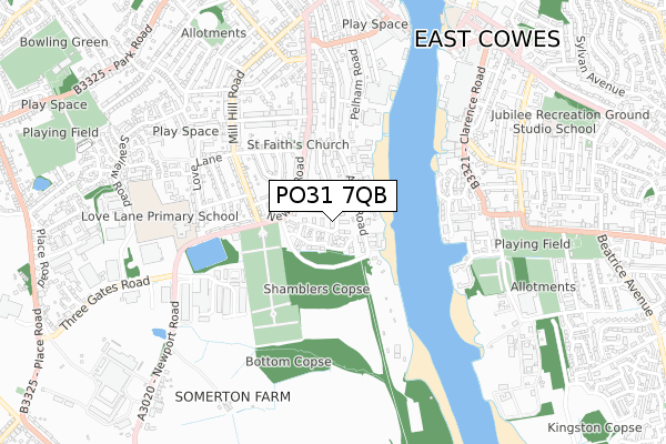 PO31 7QB map - small scale - OS Open Zoomstack (Ordnance Survey)