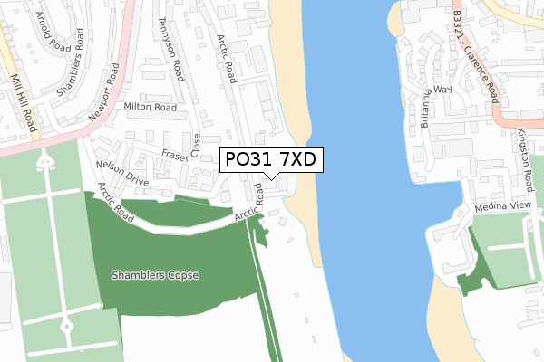 PO31 7XD map - large scale - OS Open Zoomstack (Ordnance Survey)