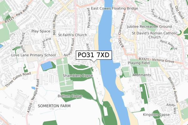 PO31 7XD map - small scale - OS Open Zoomstack (Ordnance Survey)