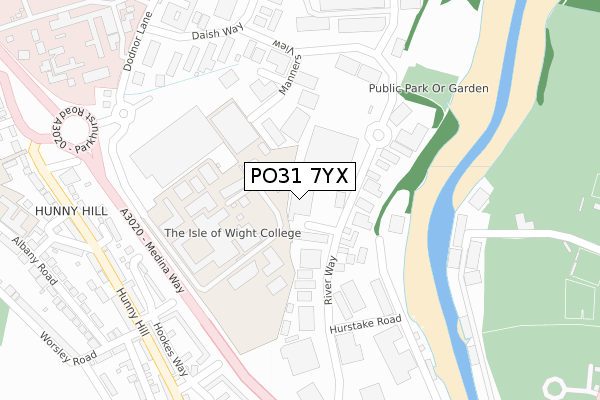 PO31 7YX map - large scale - OS Open Zoomstack (Ordnance Survey)
