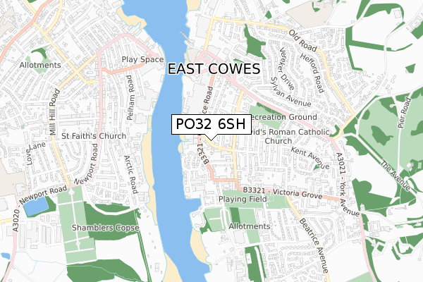 PO32 6SH map - small scale - OS Open Zoomstack (Ordnance Survey)