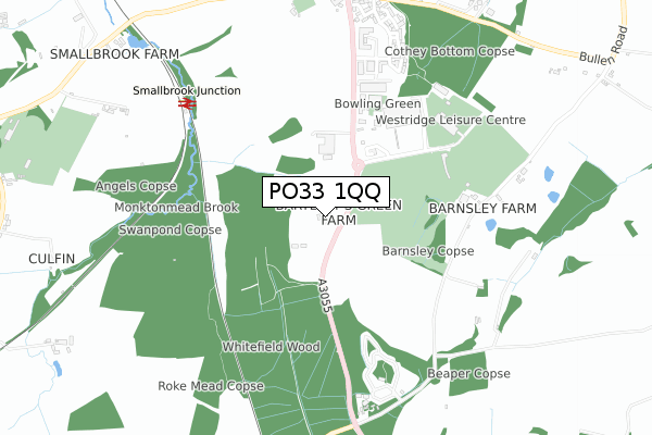 PO33 1QQ map - small scale - OS Open Zoomstack (Ordnance Survey)