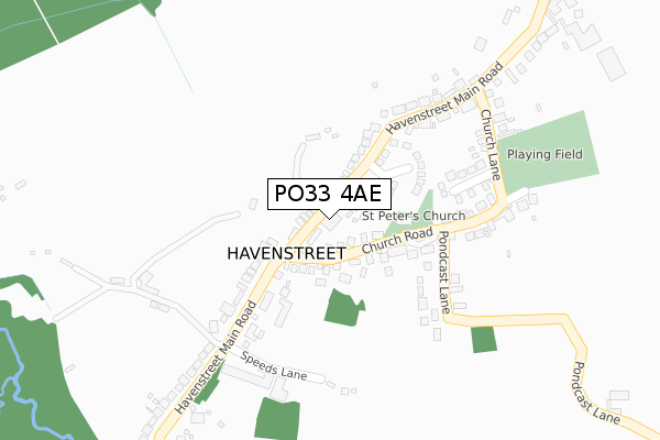 PO33 4AE map - large scale - OS Open Zoomstack (Ordnance Survey)