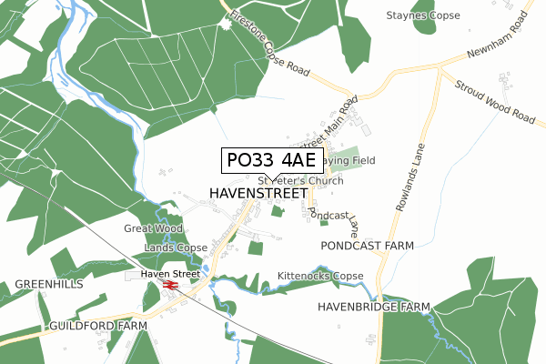 PO33 4AE map - small scale - OS Open Zoomstack (Ordnance Survey)