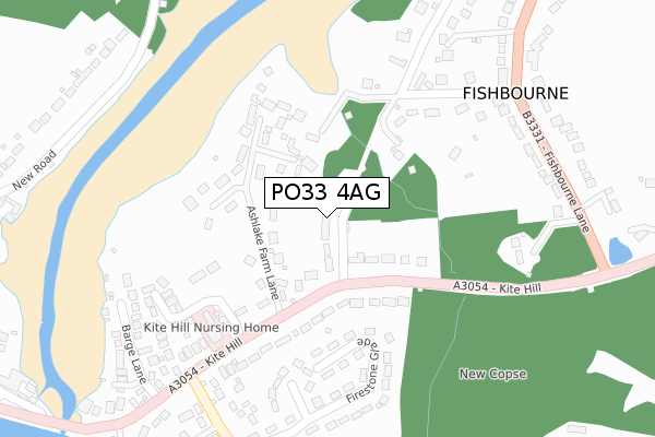 PO33 4AG map - large scale - OS Open Zoomstack (Ordnance Survey)