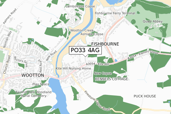 PO33 4AG map - small scale - OS Open Zoomstack (Ordnance Survey)