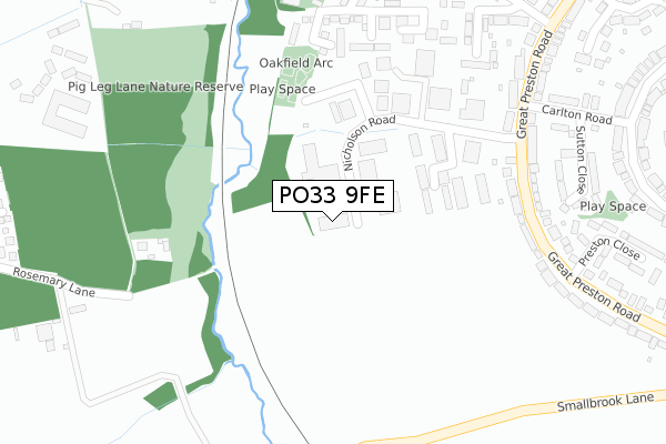 PO33 9FE map - large scale - OS Open Zoomstack (Ordnance Survey)