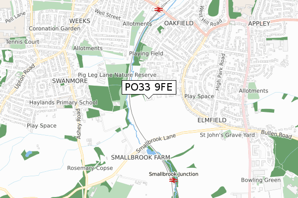 PO33 9FE map - small scale - OS Open Zoomstack (Ordnance Survey)