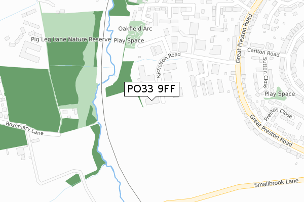 PO33 9FF map - large scale - OS Open Zoomstack (Ordnance Survey)