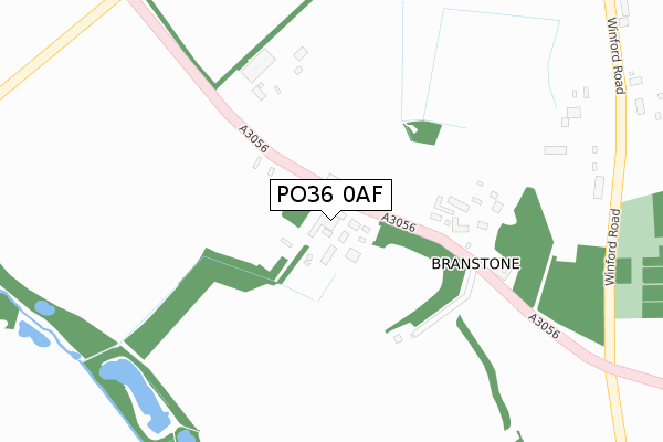 PO36 0AF map - large scale - OS Open Zoomstack (Ordnance Survey)