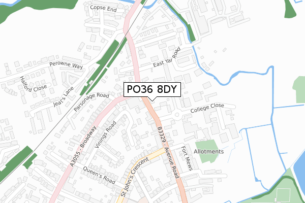 PO36 8DY map - large scale - OS Open Zoomstack (Ordnance Survey)