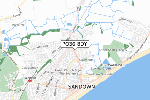 PO36 8DY map - small scale - OS Open Zoomstack (Ordnance Survey)