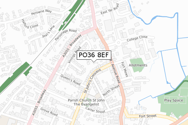 PO36 8EF map - large scale - OS Open Zoomstack (Ordnance Survey)