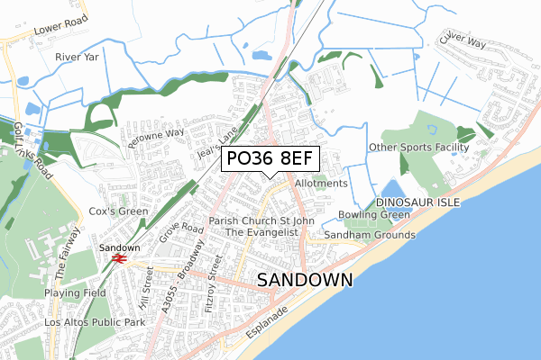 PO36 8EF map - small scale - OS Open Zoomstack (Ordnance Survey)