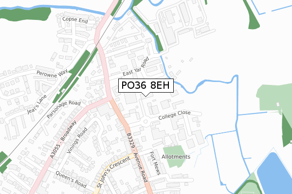 PO36 8EH map - large scale - OS Open Zoomstack (Ordnance Survey)
