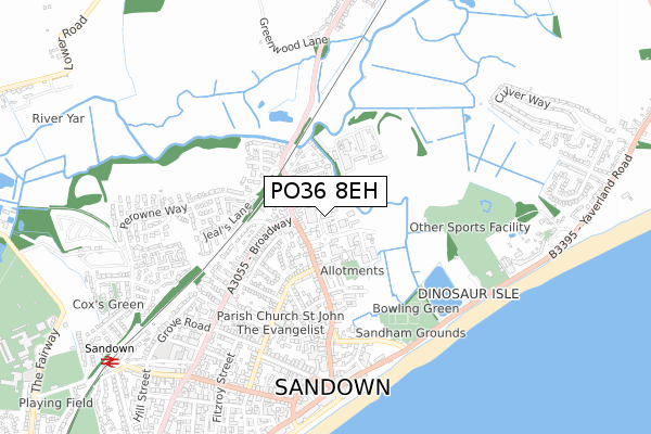 PO36 8EH map - small scale - OS Open Zoomstack (Ordnance Survey)