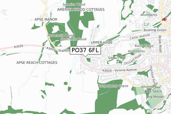 PO37 6FL map - small scale - OS Open Zoomstack (Ordnance Survey)