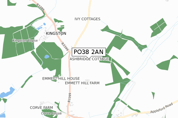 PO38 2AN map - small scale - OS Open Zoomstack (Ordnance Survey)