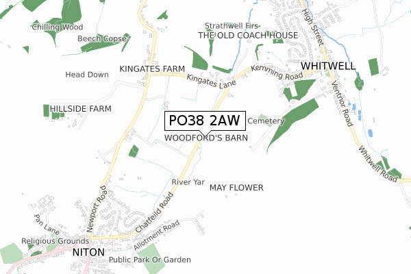 PO38 2AW map - small scale - OS Open Zoomstack (Ordnance Survey) PO38 2AW map - small scale - OS Open Zoomstack (Ordnance Survey)