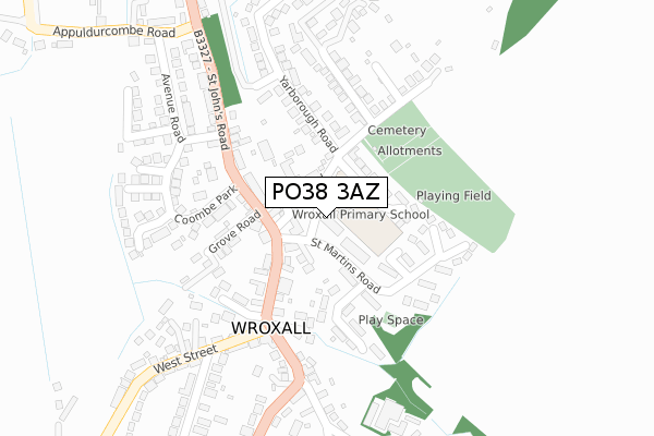 PO38 3AZ map - large scale - OS Open Zoomstack (Ordnance Survey)