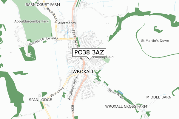 PO38 3AZ map - small scale - OS Open Zoomstack (Ordnance Survey)