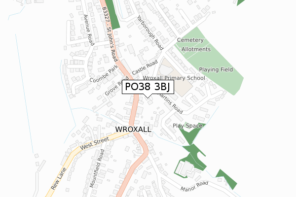 PO38 3BJ map - large scale - OS Open Zoomstack (Ordnance Survey)