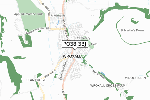 PO38 3BJ map - small scale - OS Open Zoomstack (Ordnance Survey)