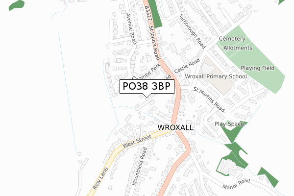 PO38 3BP map - large scale - OS Open Zoomstack (Ordnance Survey)