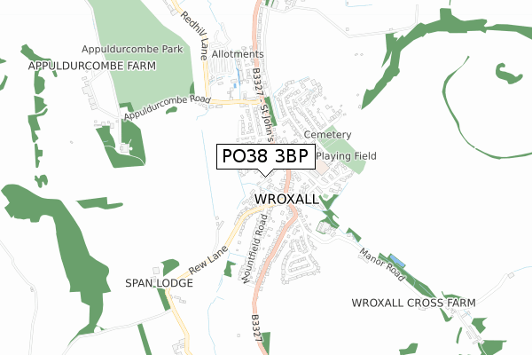 PO38 3BP map - small scale - OS Open Zoomstack (Ordnance Survey)