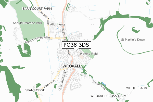 PO38 3DS map - small scale - OS Open Zoomstack (Ordnance Survey)