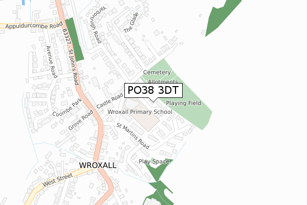 PO38 3DT map - large scale - OS Open Zoomstack (Ordnance Survey)