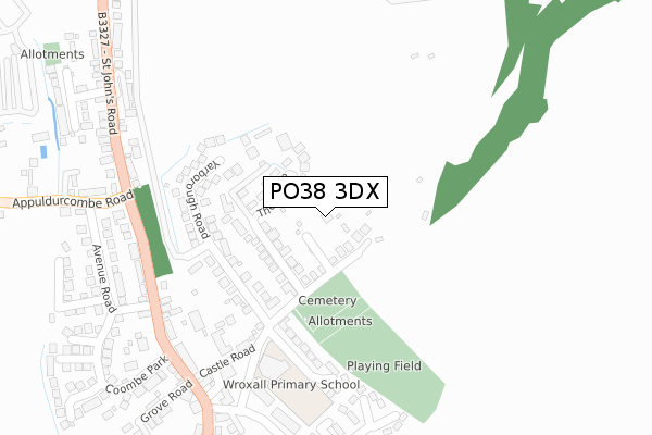 PO38 3DX map - large scale - OS Open Zoomstack (Ordnance Survey)