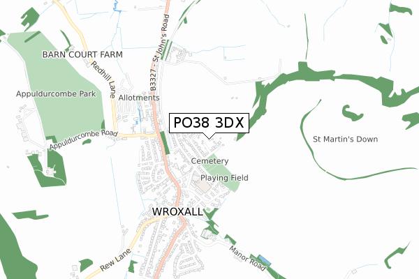 PO38 3DX map - small scale - OS Open Zoomstack (Ordnance Survey)