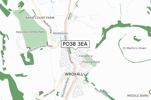 PO38 3EA map - small scale - OS Open Zoomstack (Ordnance Survey)