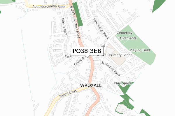 PO38 3EB map - large scale - OS Open Zoomstack (Ordnance Survey)