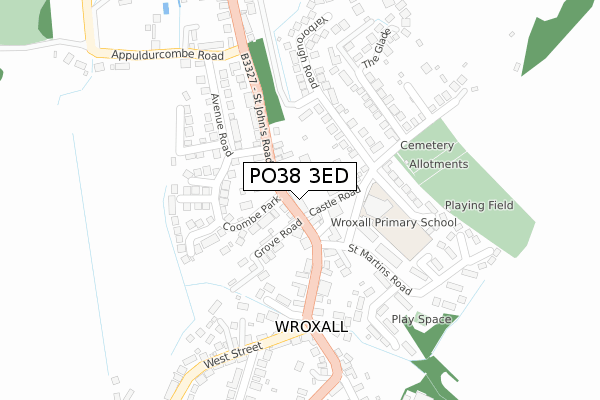 PO38 3ED map - large scale - OS Open Zoomstack (Ordnance Survey)