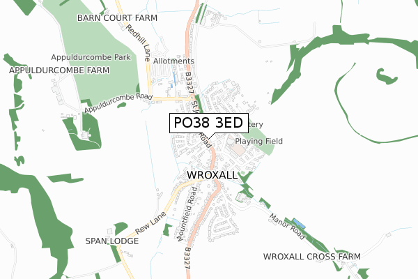 PO38 3ED map - small scale - OS Open Zoomstack (Ordnance Survey)