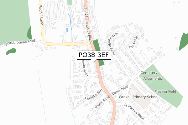 PO38 3EF map - large scale - OS Open Zoomstack (Ordnance Survey)
