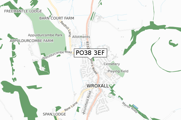 PO38 3EF map - small scale - OS Open Zoomstack (Ordnance Survey)