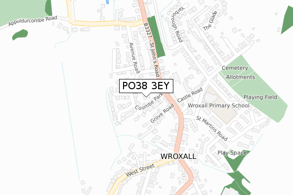 PO38 3EY map - large scale - OS Open Zoomstack (Ordnance Survey)