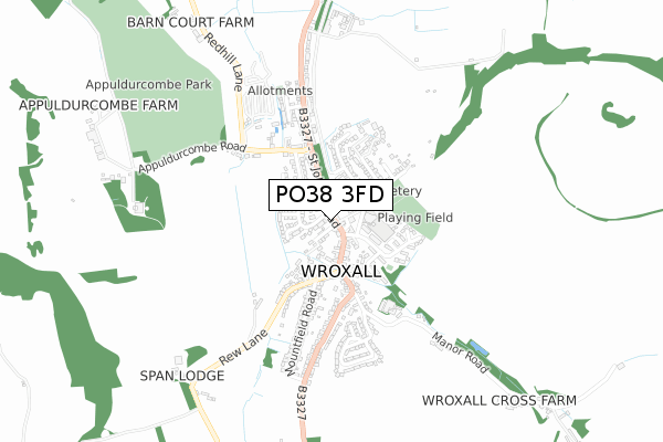 PO38 3FD map - small scale - OS Open Zoomstack (Ordnance Survey)