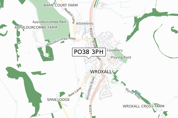 PO38 3PH map - small scale - OS Open Zoomstack (Ordnance Survey)