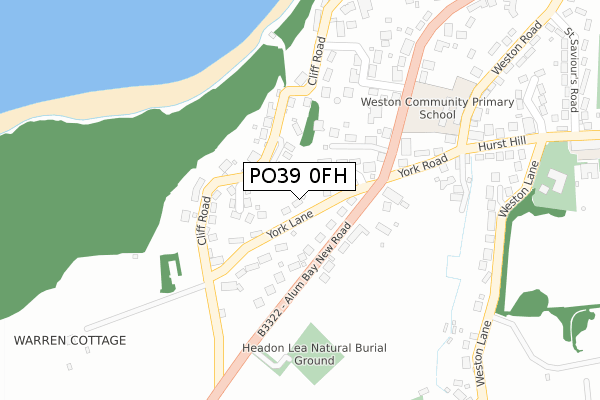 PO39 0FH map - large scale - OS Open Zoomstack (Ordnance Survey)