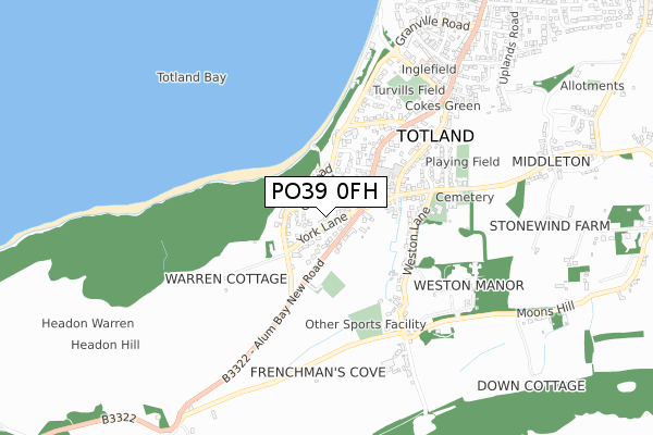 PO39 0FH map - small scale - OS Open Zoomstack (Ordnance Survey)